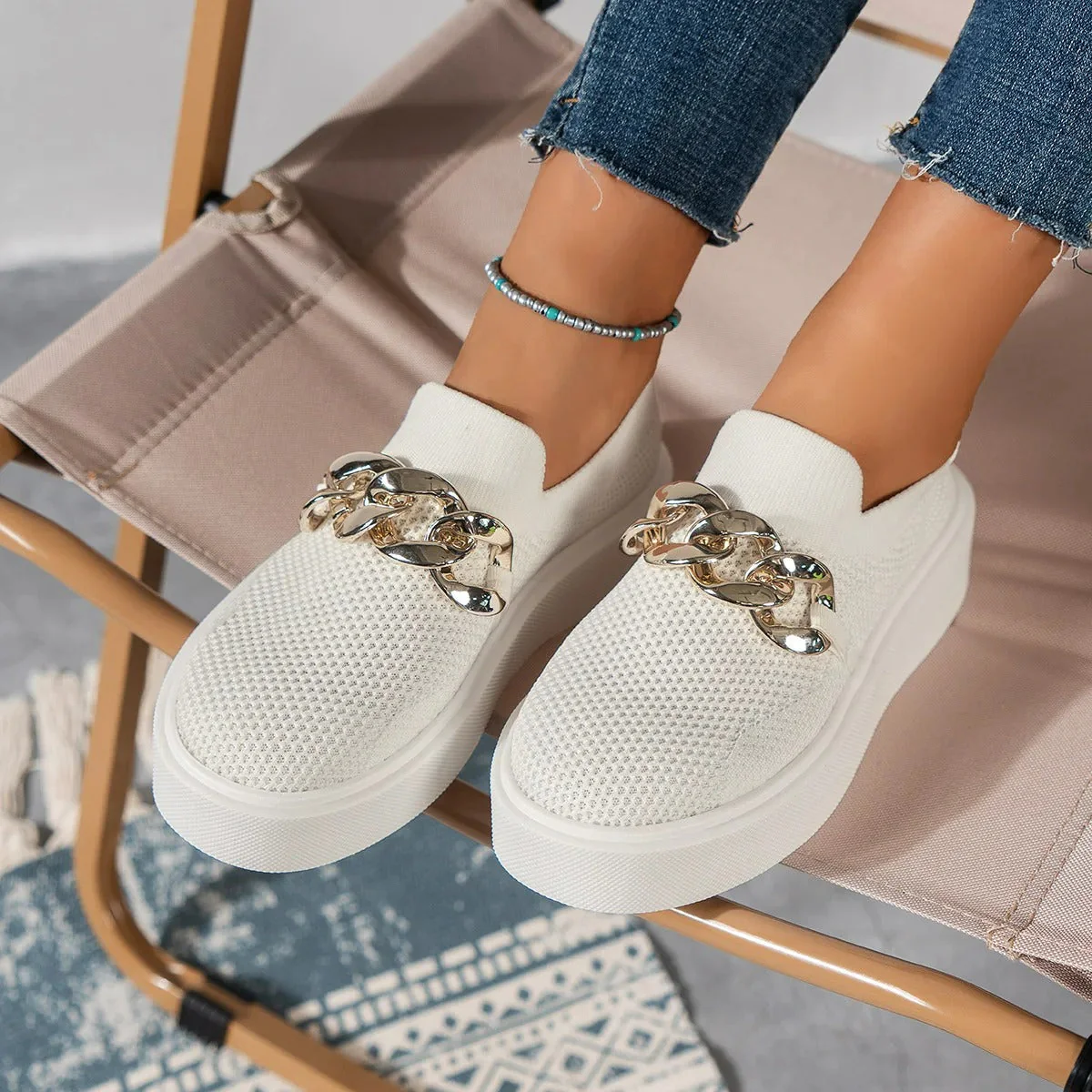 Breathable Slip-On Sneakers for Women – Stylish & Comfortable Platform Design - Image 4