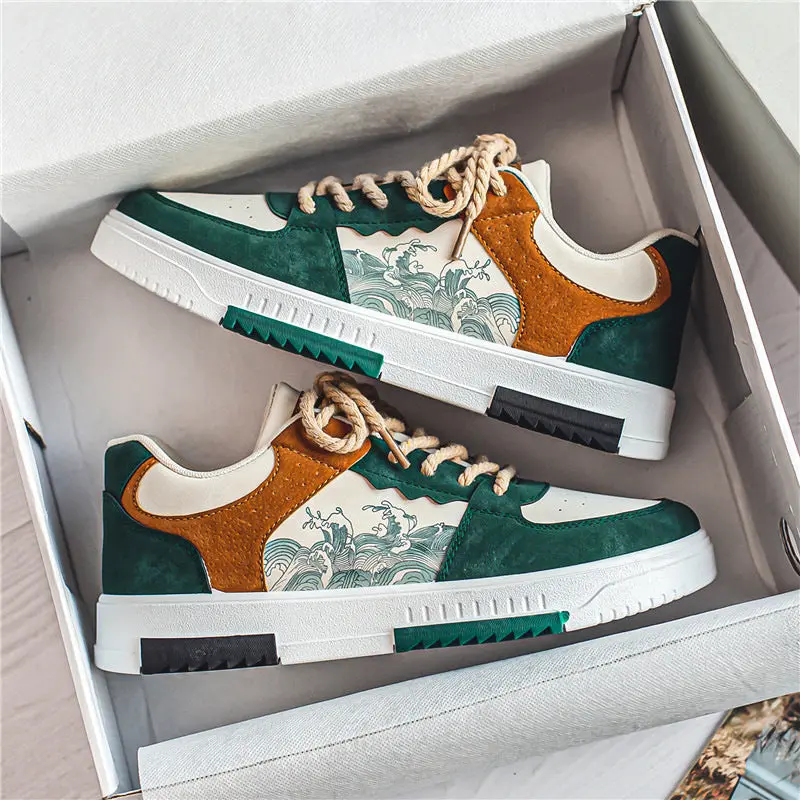 Men's Trainers – Stylish Colourblock Design with Wave Pattern - Image 3